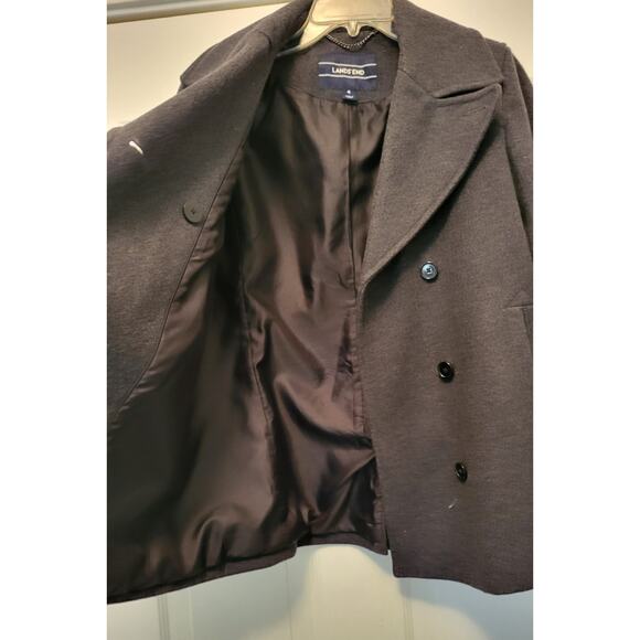 Lands End Wool Blend Women's Double Breasted Pea Coat Gray Size 4 - Picture 7 of 16